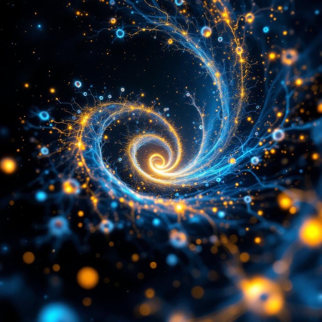Fractal Spiral Dissolving into Neurons in Cosmic Style