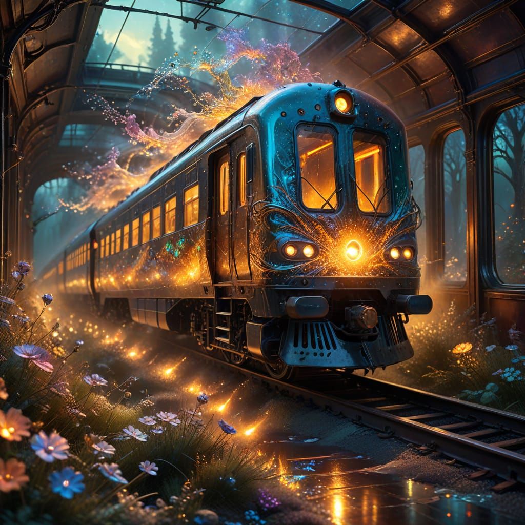 Surreal Glass Train Unveils Mystical Cosmos