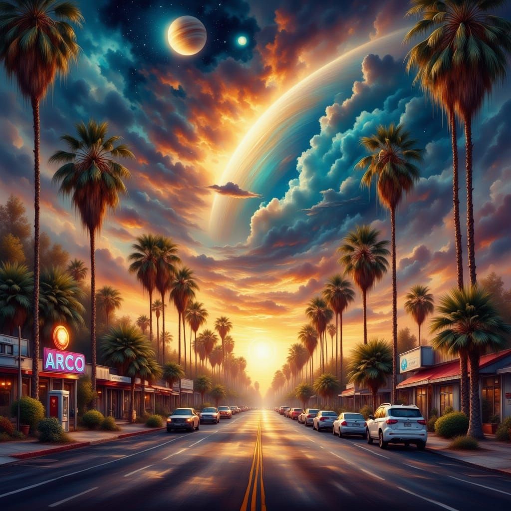 Golden Drift Over Palms