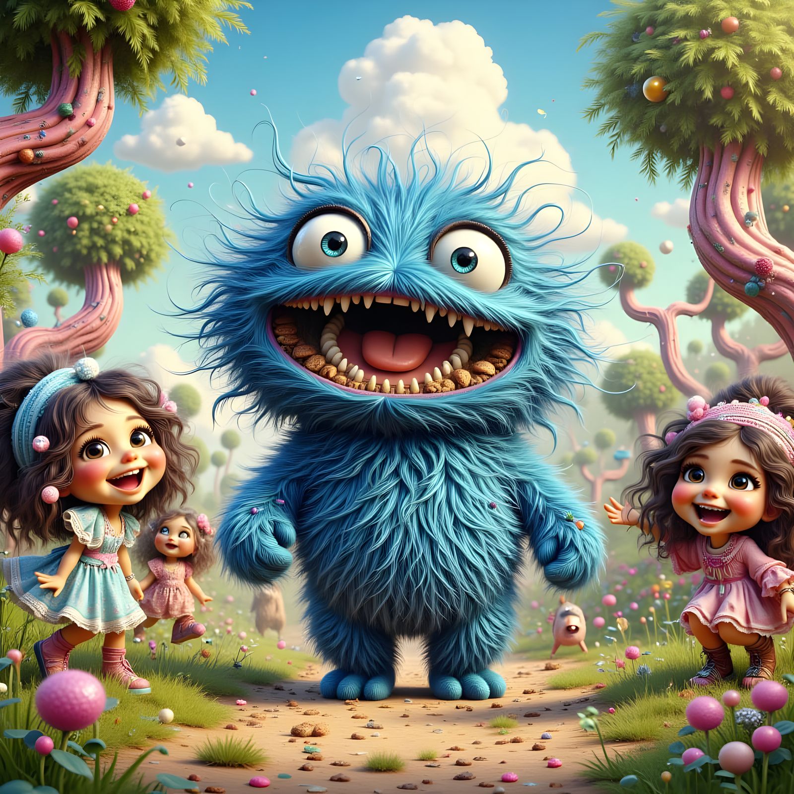 Whimsical Cookie Monster in Bohemian Whimsy Style
