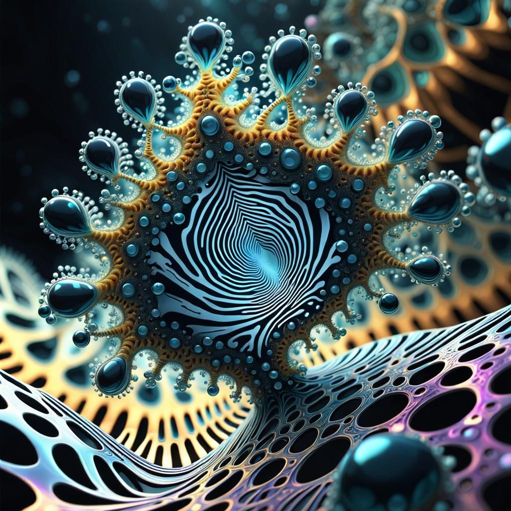 Alien Zebra Hybrid in Fractal Lattice: 3D Concept Art