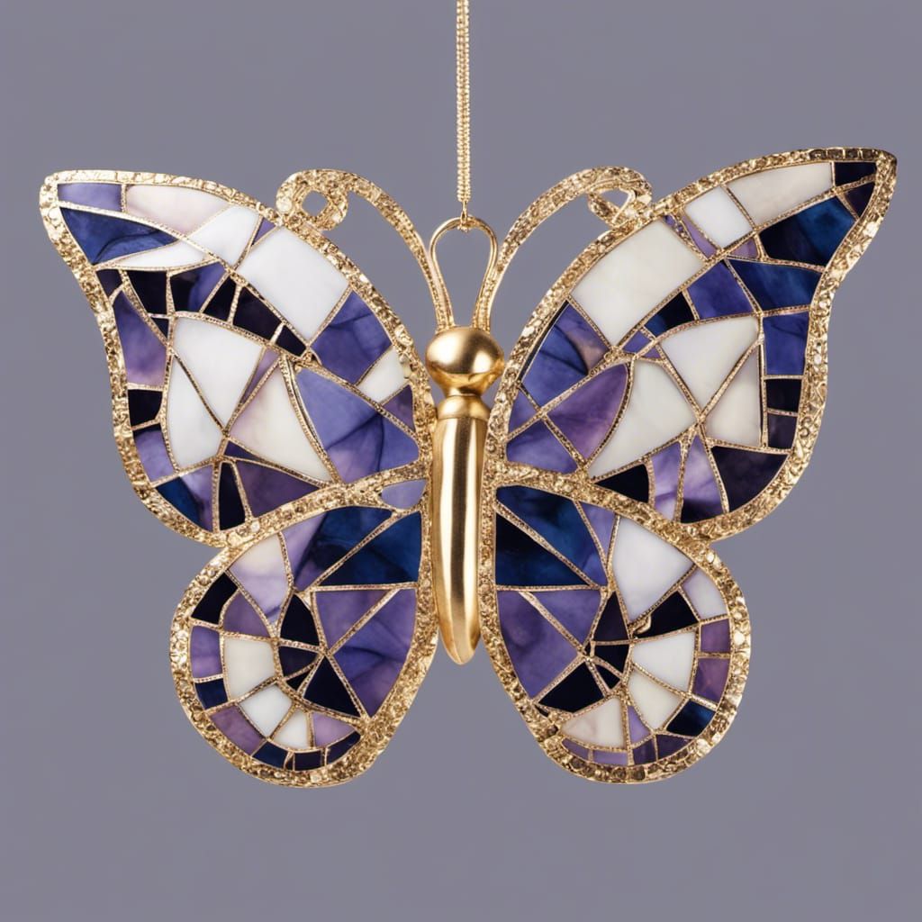 Luxurious Gold-Plated Mosaic Marble Glass Butterfly