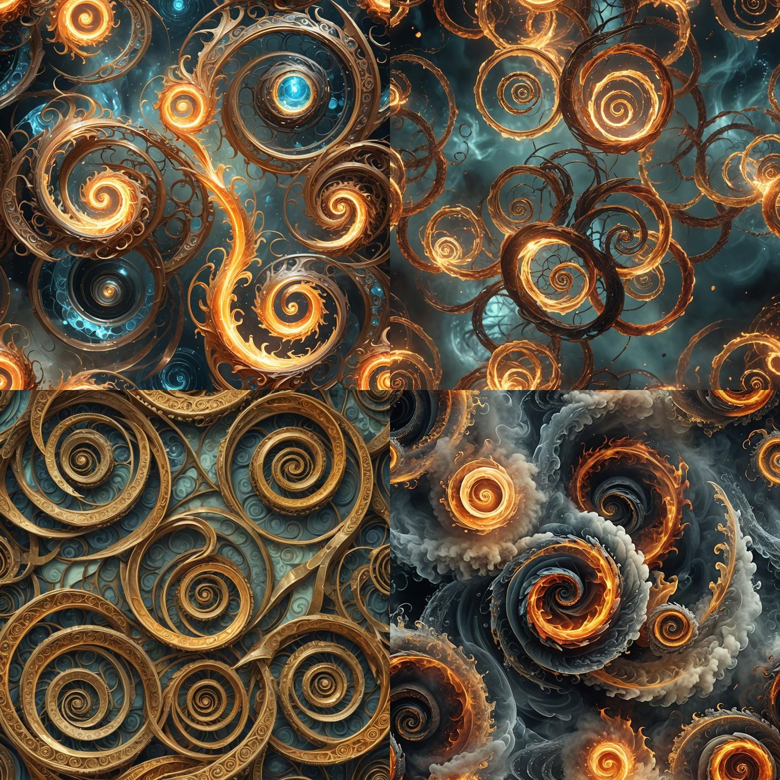 Elemental Spirals: Air, Fire, Earth, and Water