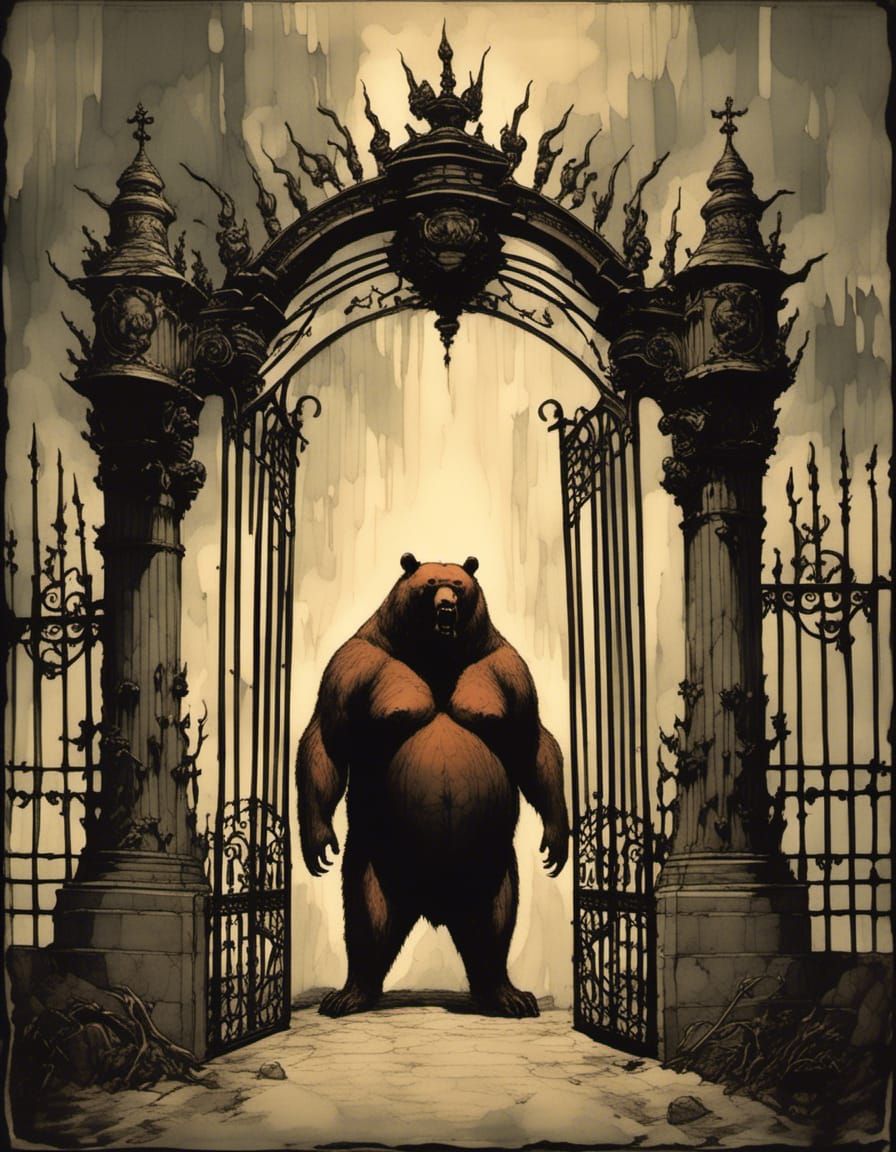 Giant Devil Bear Guarding Gates of Darkness