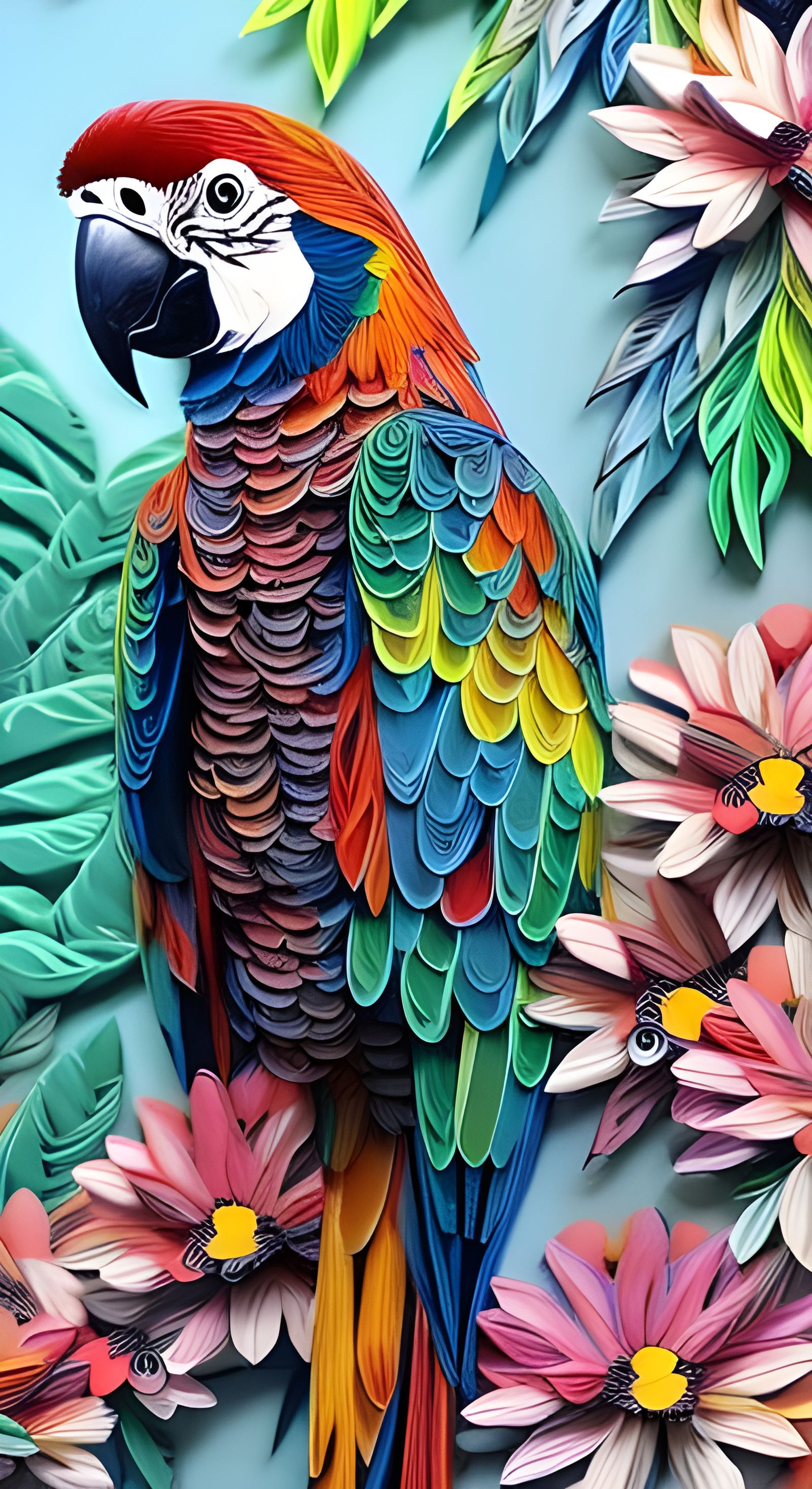 Exotic Macaw in Paper Quilling Style