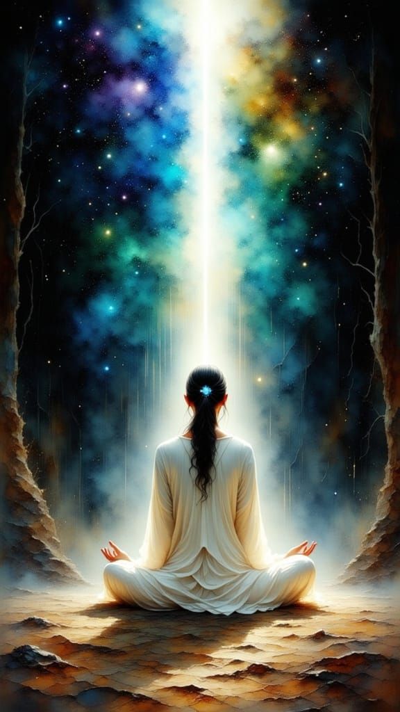 Ethereal Soul in Divine Light: Watercolor Chakra Illuminatio...