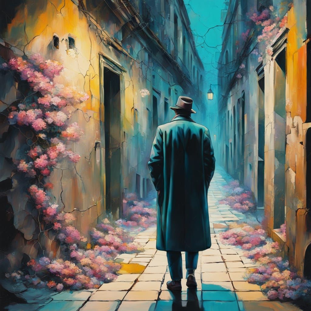 Vibrant Urban Dreamscape with Blooming Flowers