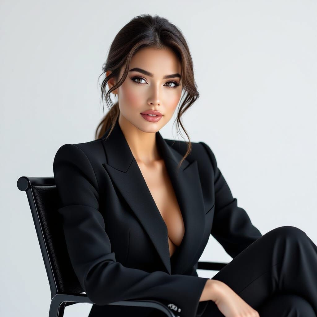 Dramatic B&W Studio Portrait of a Person in Dark Outfit