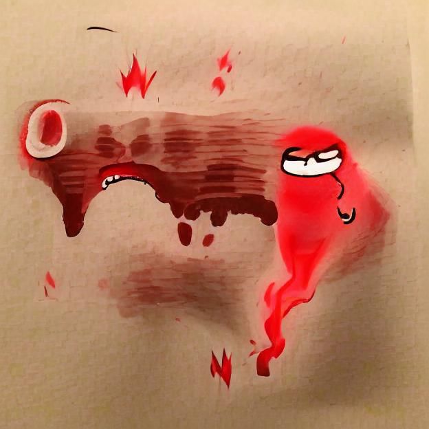 Abstract Red Figure Emitting Vapor