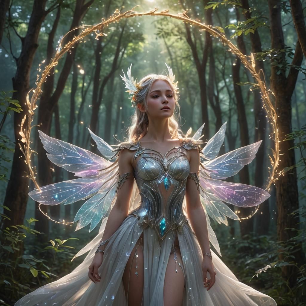 Elegant Shadar-Kai Druid in Moonlit Forest: Anime Art