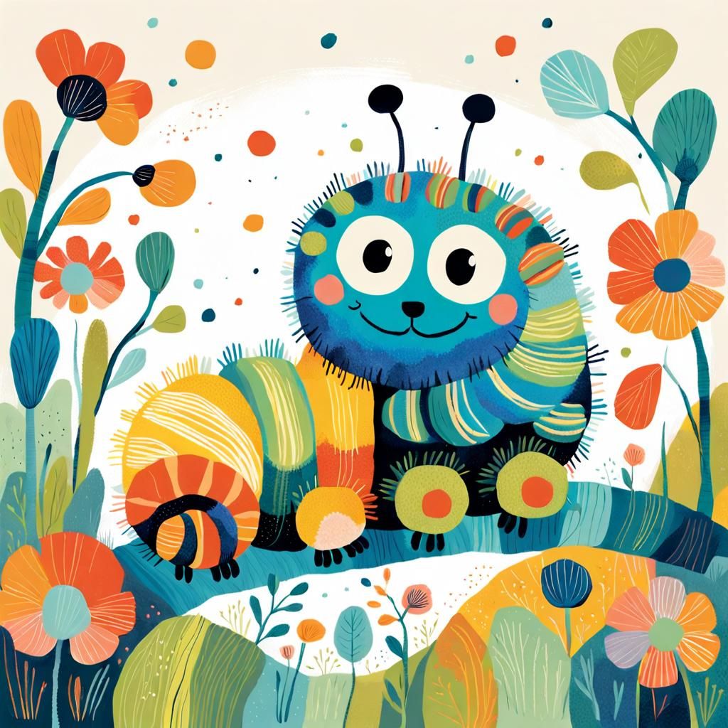 Whimsical Caterpillar Inspired by Impressionism