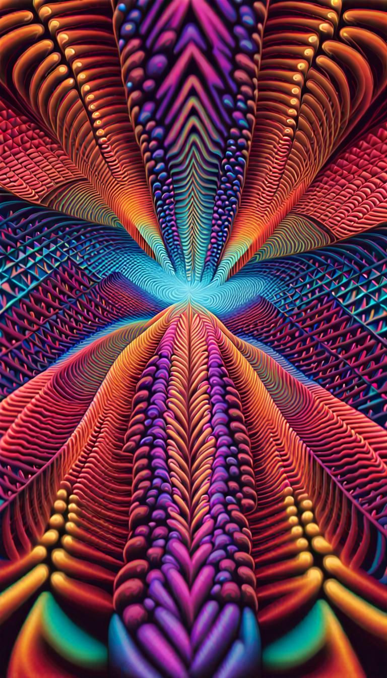 Fractal Vista in Glowing Neon Prismatic Colors