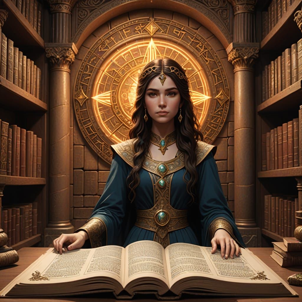 Giant Grimoire of Asherah in Magical Library