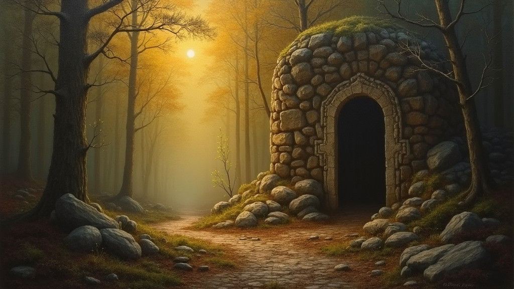 Mysterious Artifact in Golden Light: Oil Painting