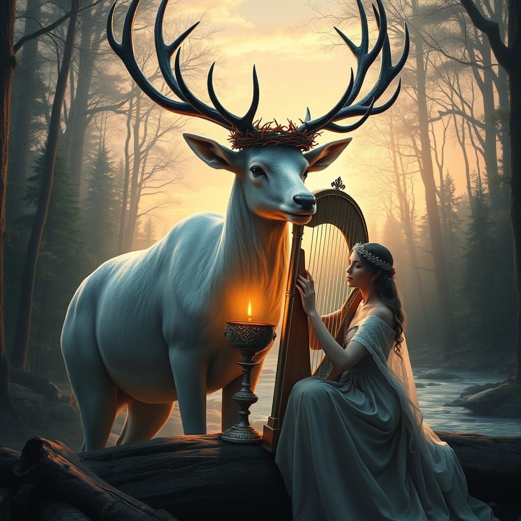 Fantastical Forest Scene in Sunrise Glory