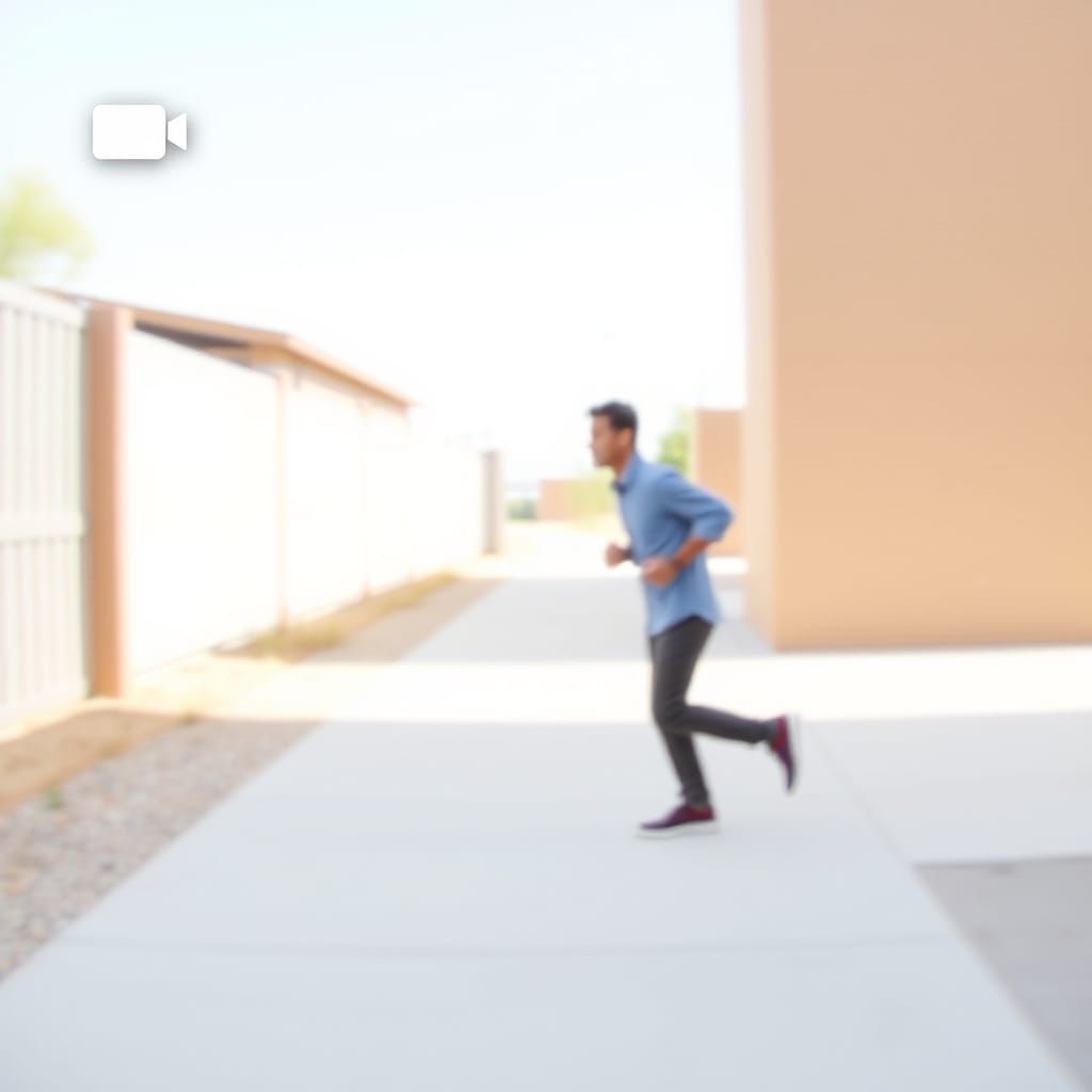 Minimalist Video Camera Icon in a Running Landscape