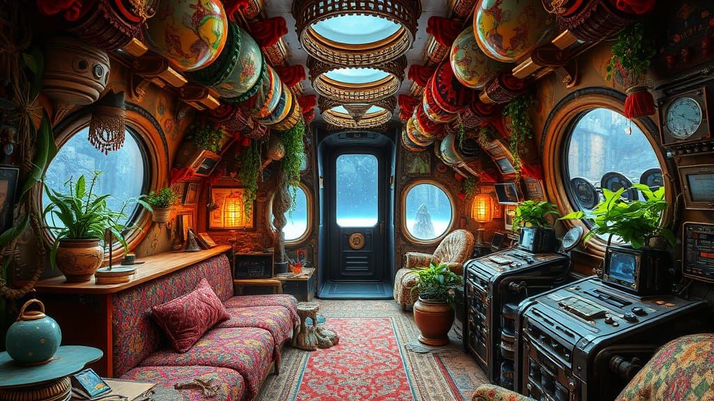 Whimsical Spacecraft Interior in Fantasy Style