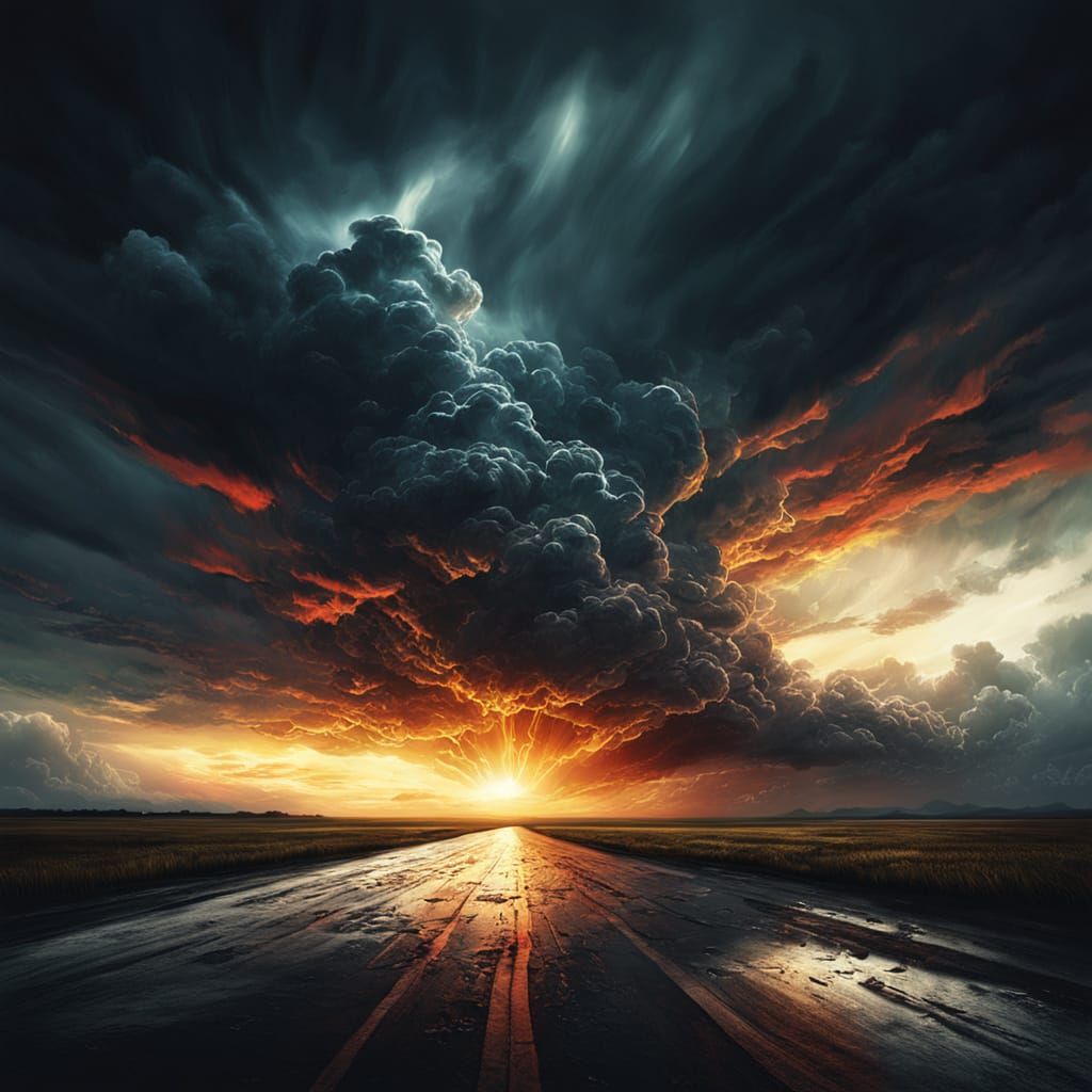 Dramatic Horizon Concept Art in Chiaroscuro Style