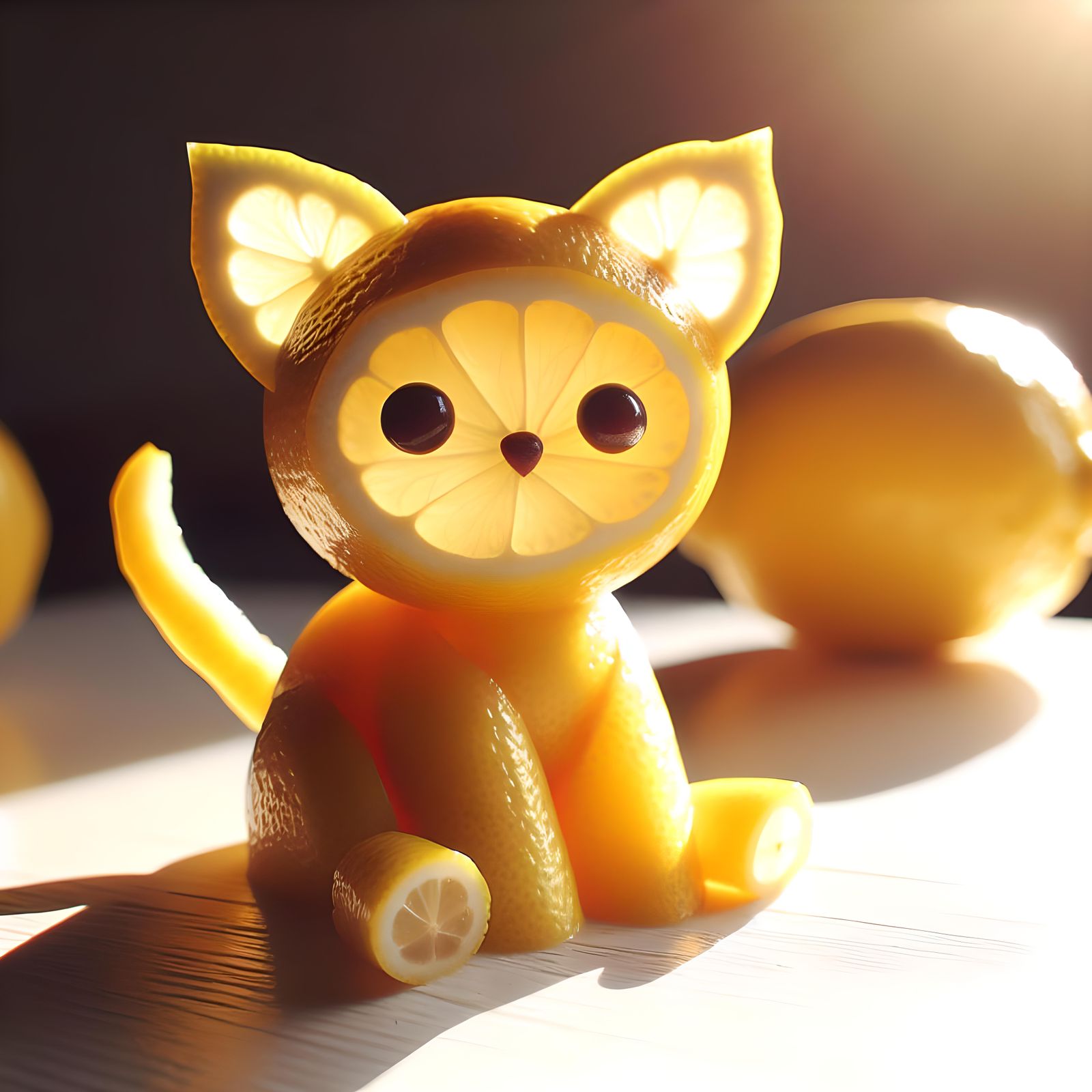 Lemon Kitten: A Citrus Feline in Sunlight