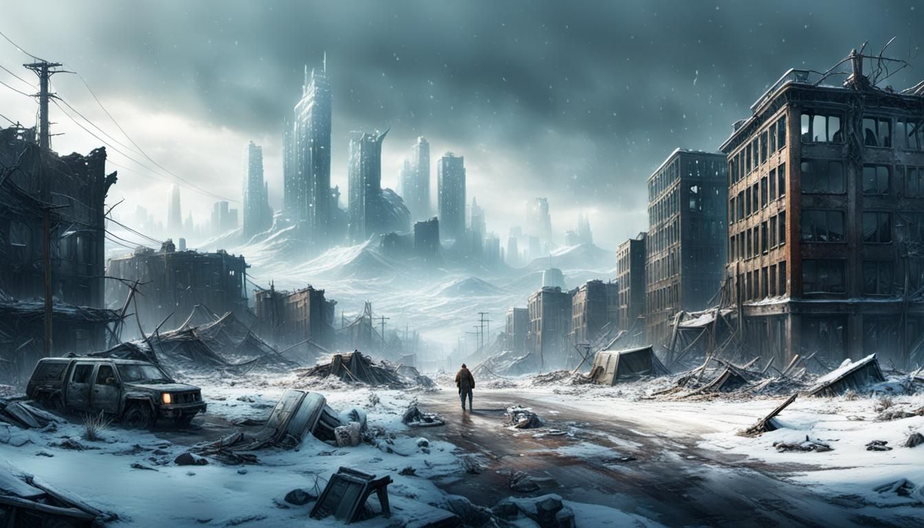 Cinematic Post-Apocalyptic Winter Landscape Reclaims Urban O...