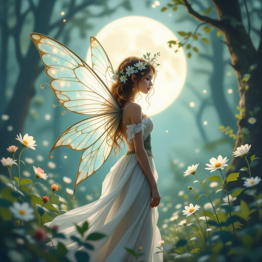 Enchanted Woodland Fairy in Art Nouveau Style