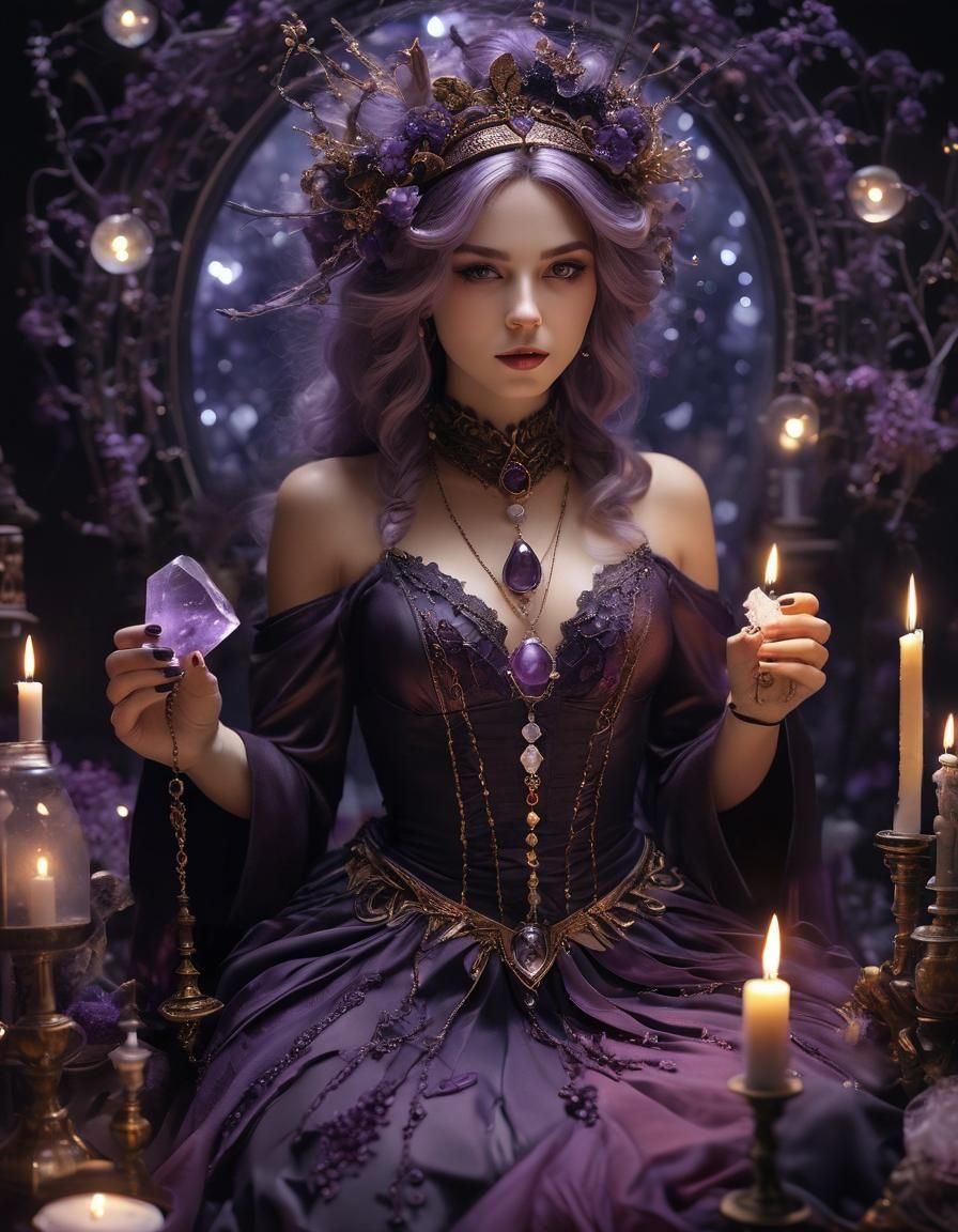 Crystal Witch Casting Amethyst Spell