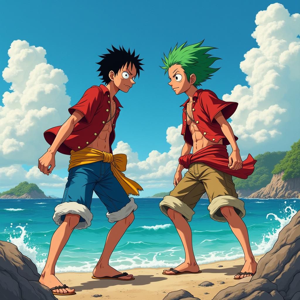 Luffy and Zoro: Dynamic Anime Battle Portrait
