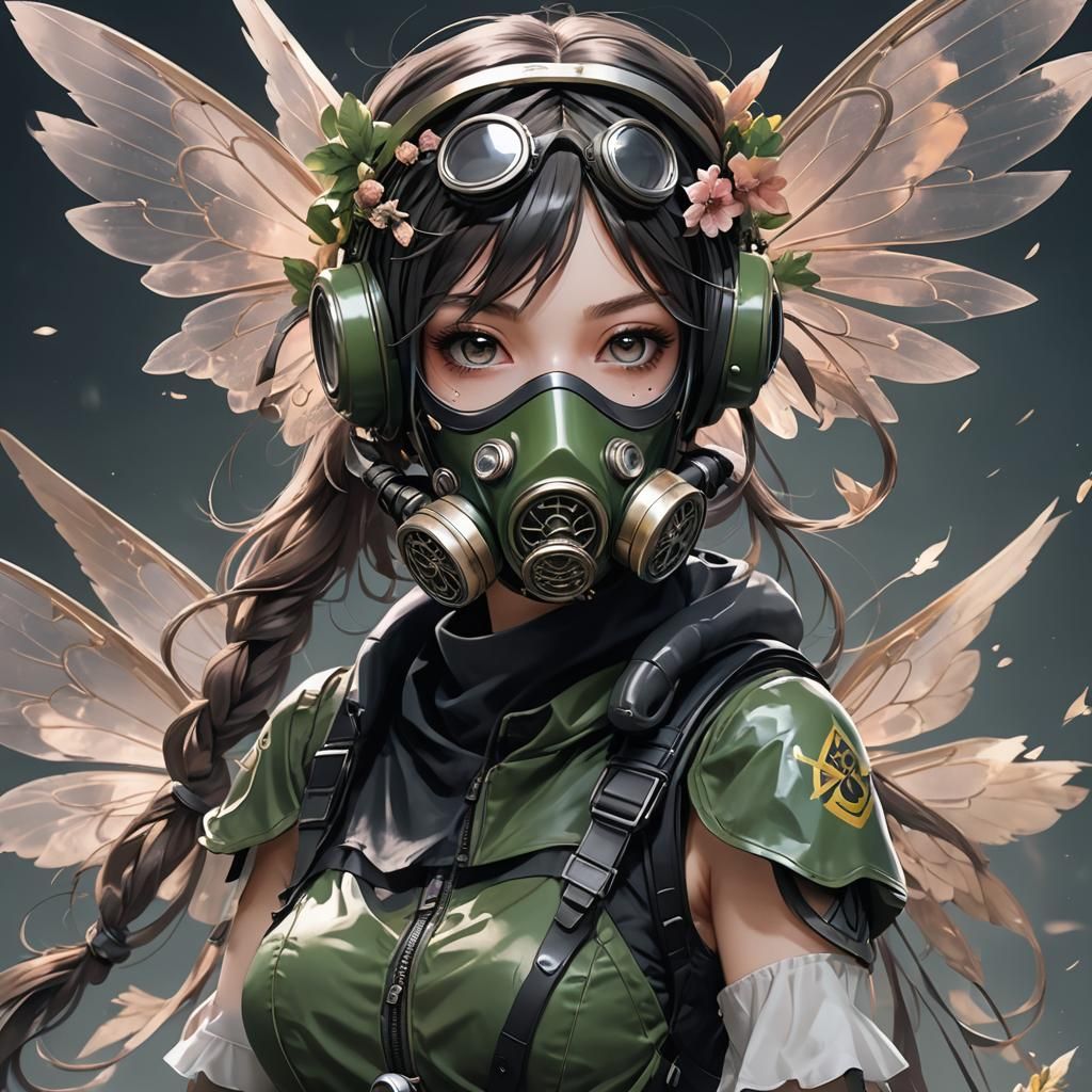 Gas Mask Fairy in 3D Anime Style