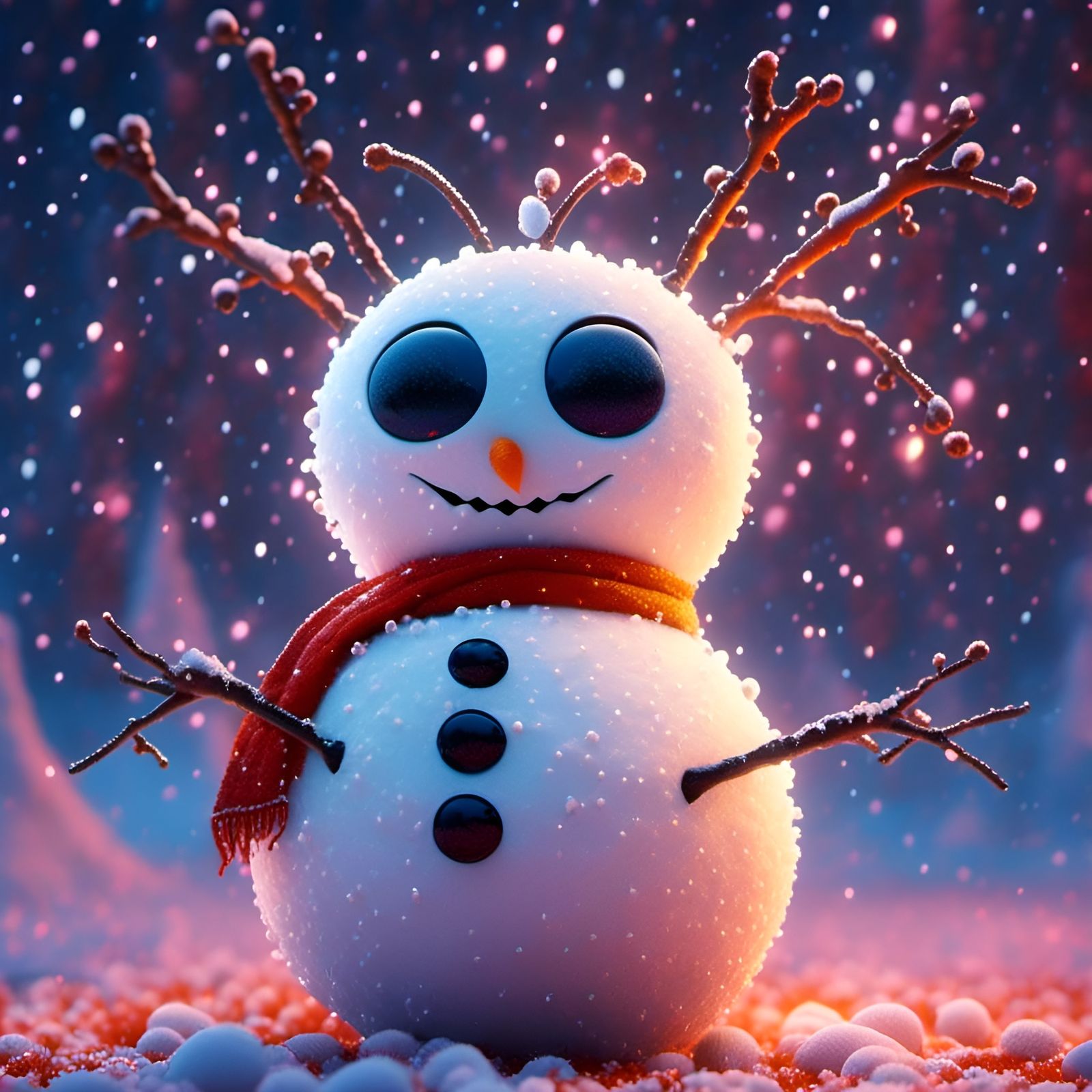 Creepy Cute Snowman Inspired by Joan Miro