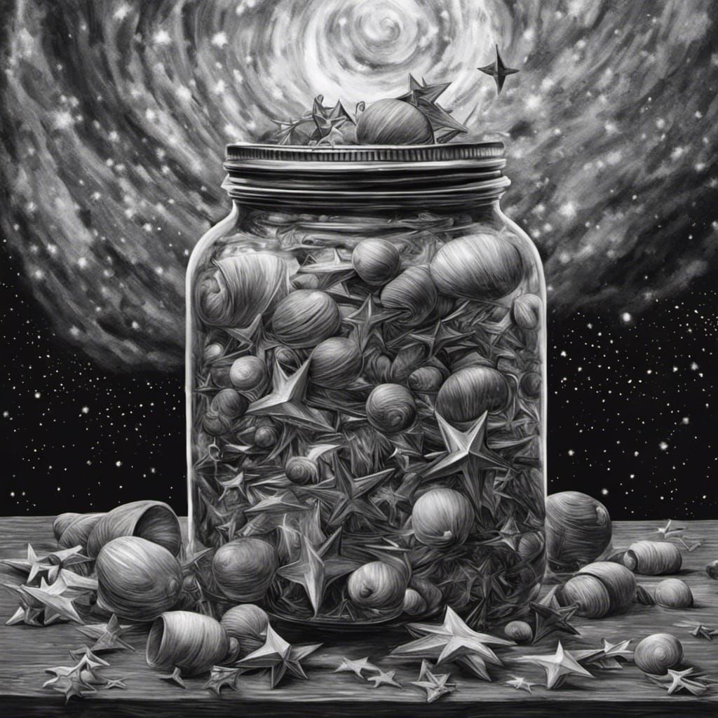 Stars Overflowing from a Jar: Black and White