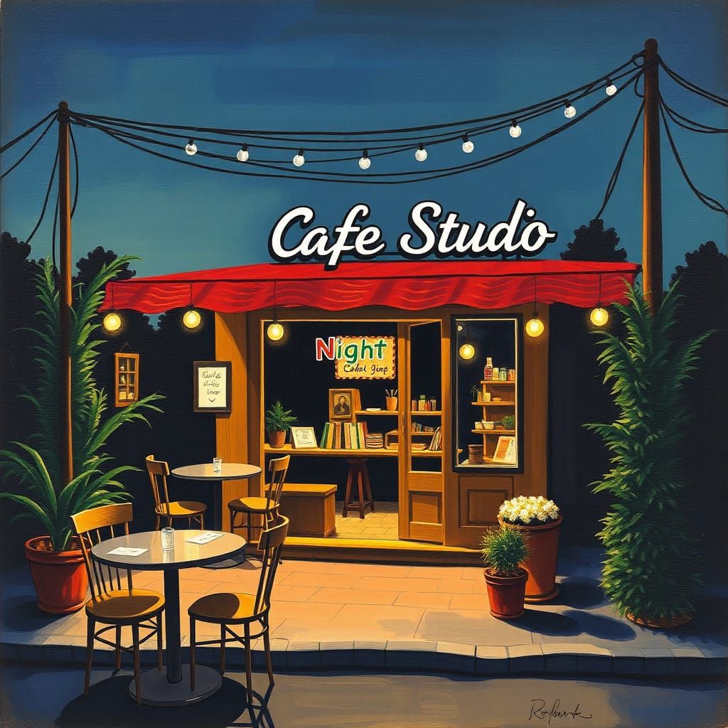 Elegant Nighttime Cafe Scene