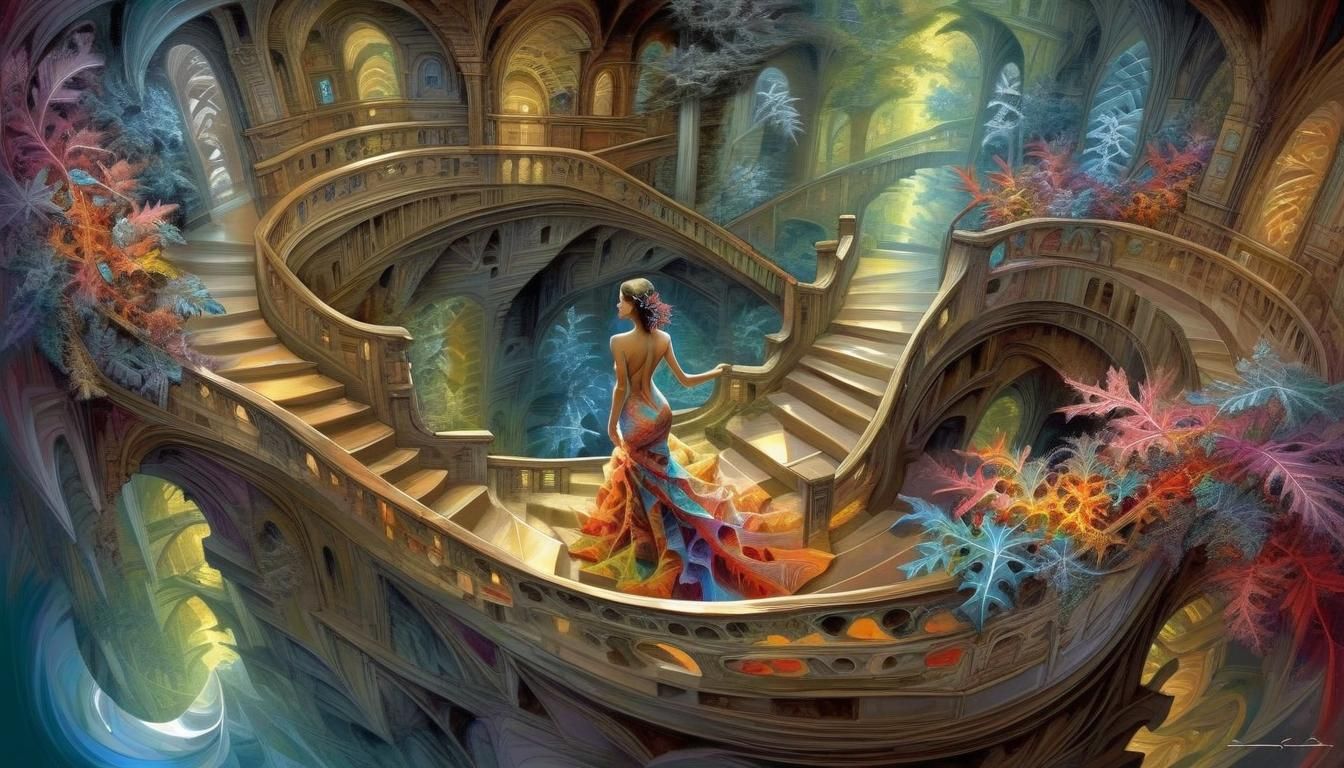 Fractal Exotic elegance, lush, depth, dramatic, vibrant colo...