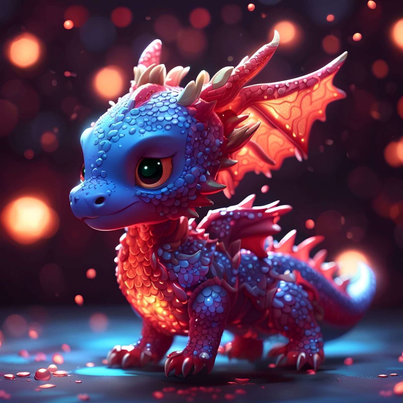 Chibi Vermilion Dragon in Manga Style