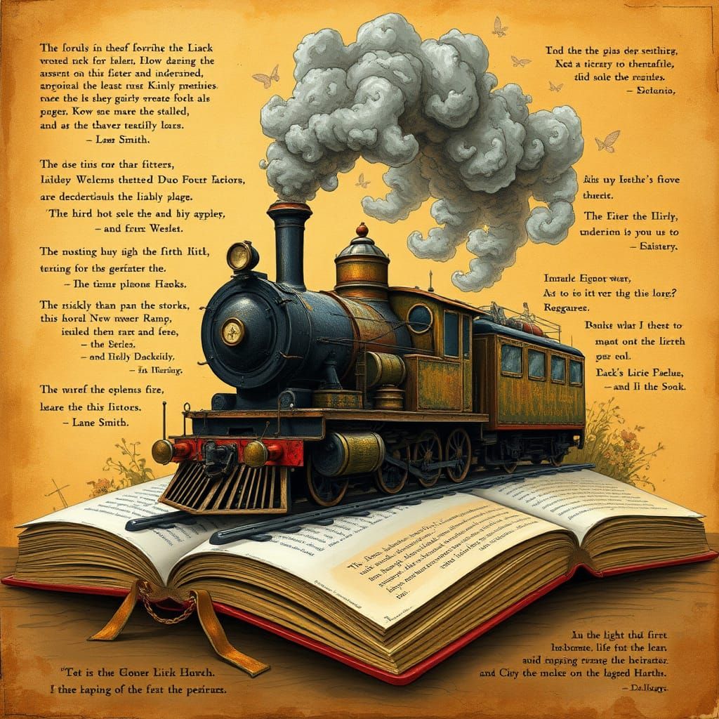 trein dat uit een boek reid