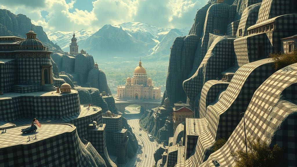 Gingham World of Illusions: Trompe-l'œil Dreamscape