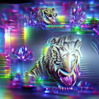 Holographic Crystal Tiger Roaring in 8k