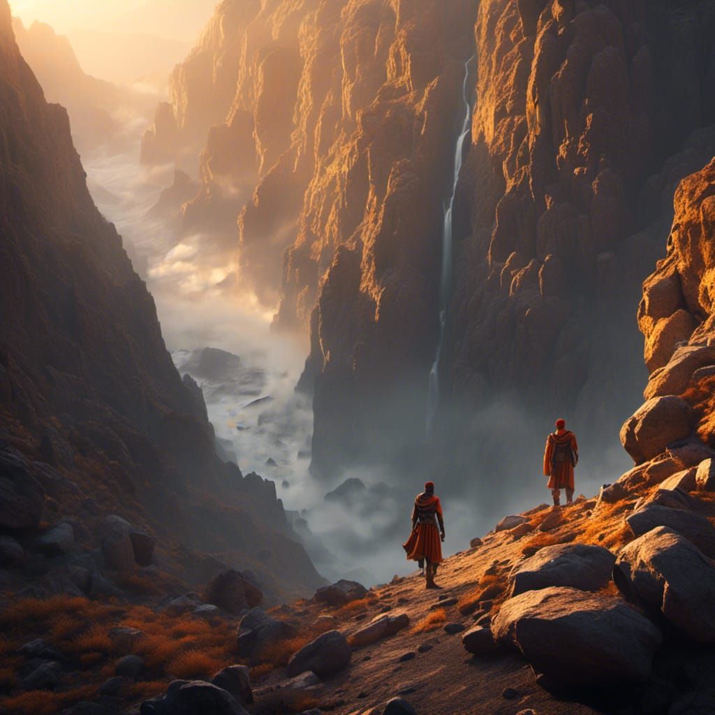 <lora:Depth:1.0> Fear of falling down a dizzying precipice. Add 3D depth and perspective