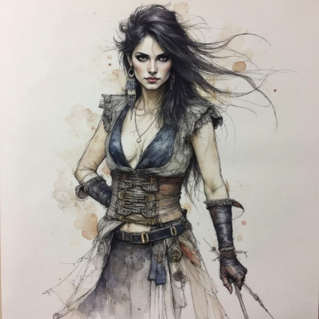 Pirate in Ink and Charcoal Sketch Style