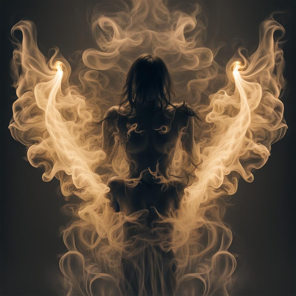 Ethereal Angel Formed from Candle Smoke