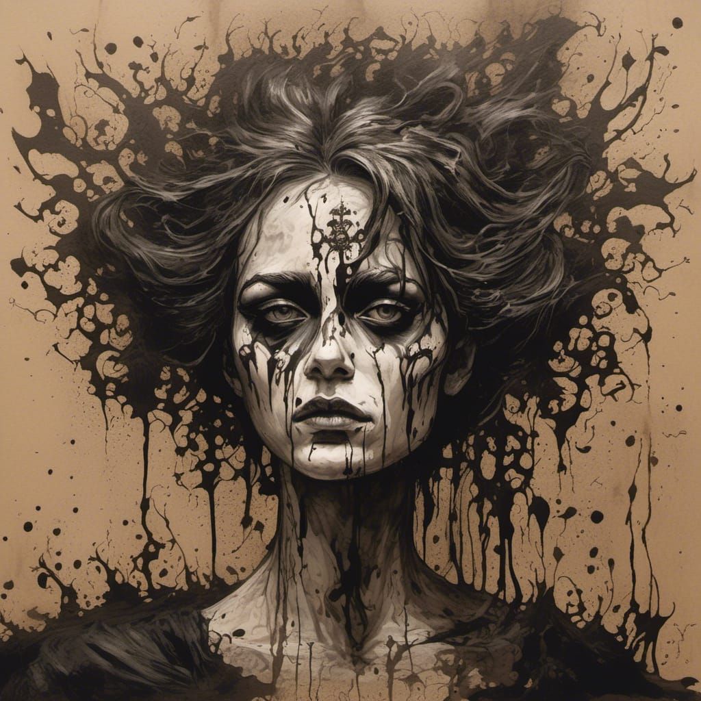 Eye with Paint Splashes in Noir Comic Art Style