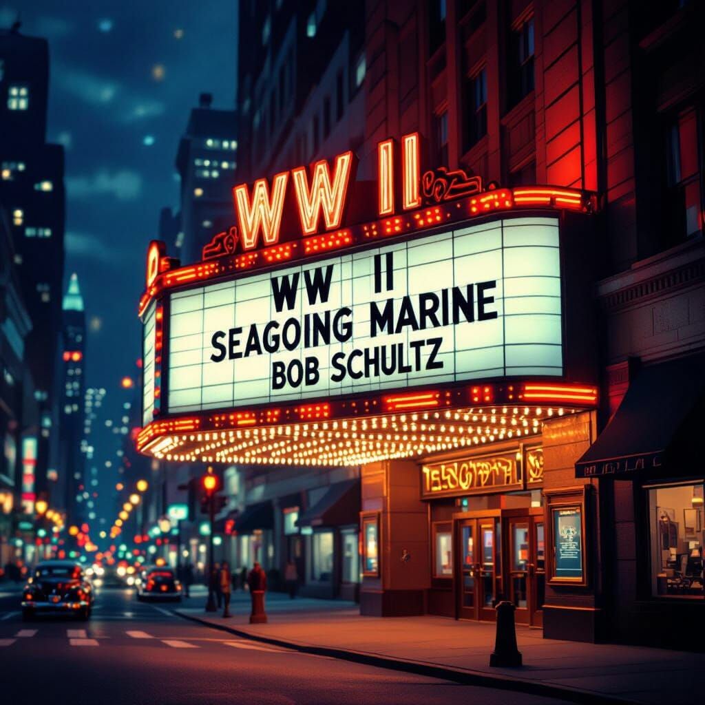 Classic Movie Marquee at Night in Cinematic Style