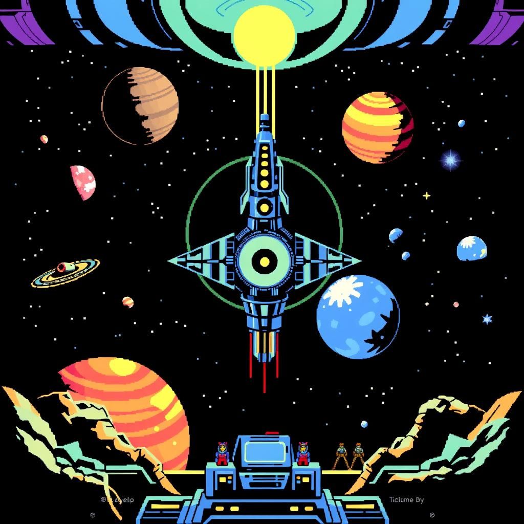 C64 side scroller space station. planets. docking sequence d...
