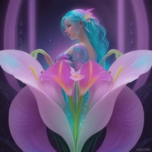 Iridescent Calla Lilies with Holographic Raindrops