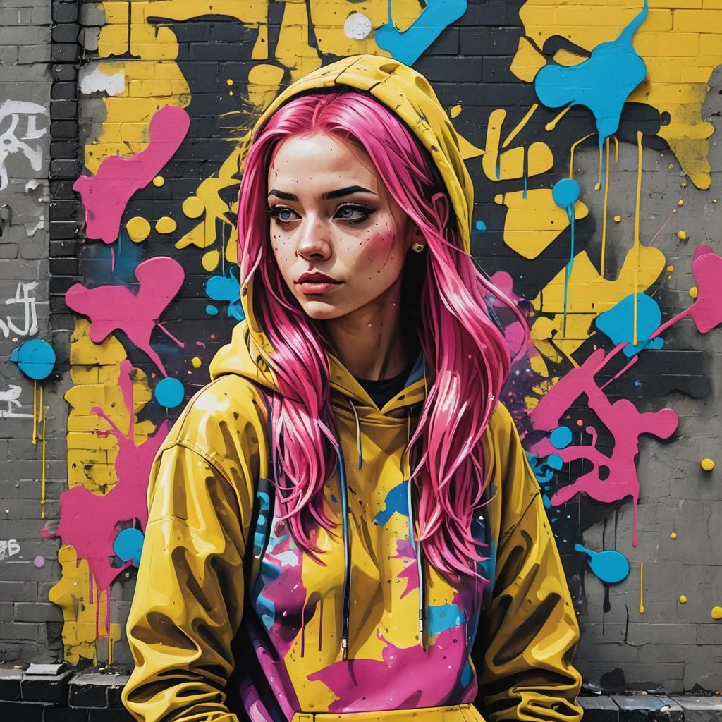 Vibrant Urban Pop Art Teenage Girl