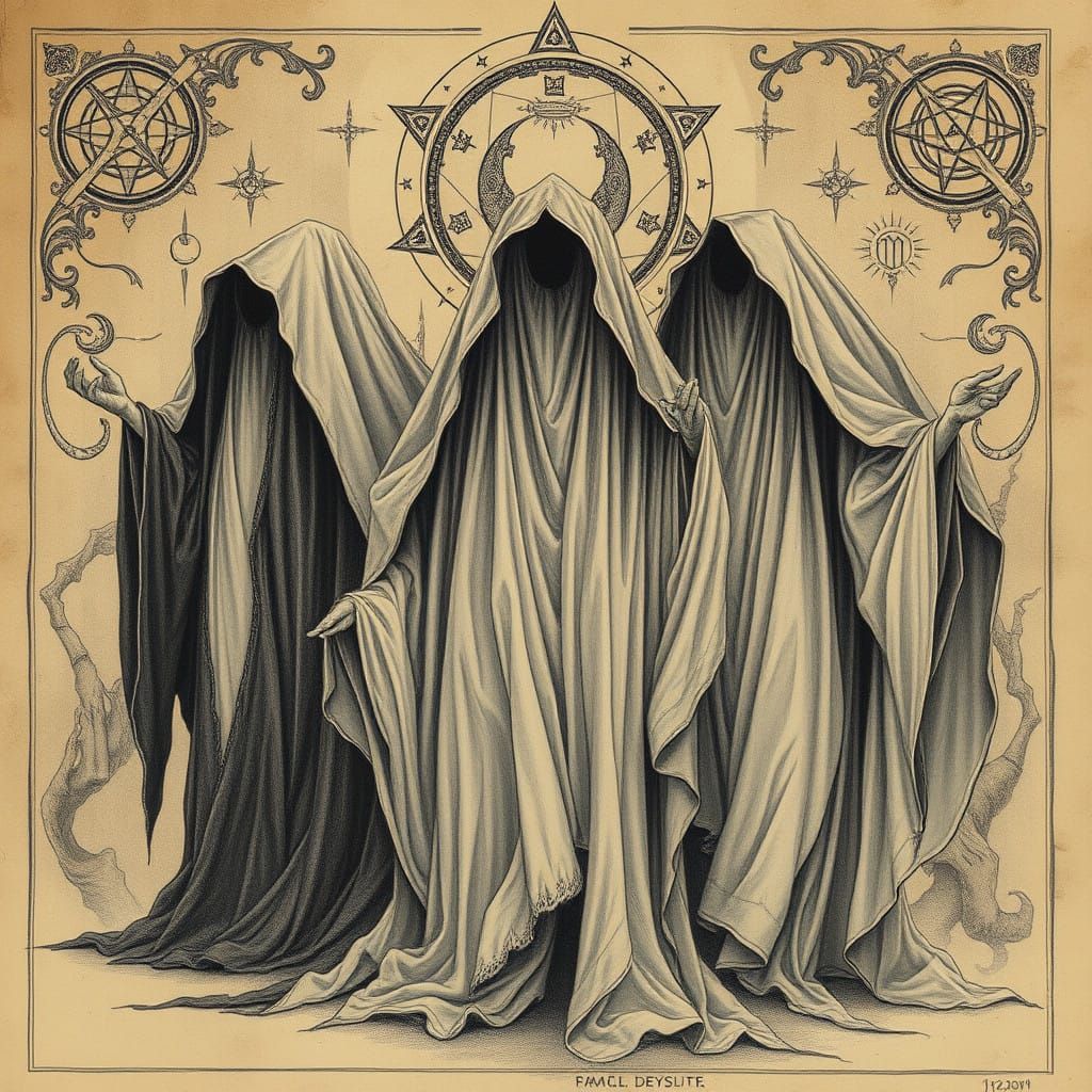 Ethereal Figures in Ancient, Forbidden Knowledge