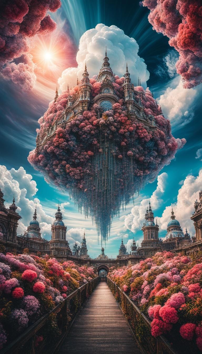 Floating City Cloudscape in Sci-Fi Style