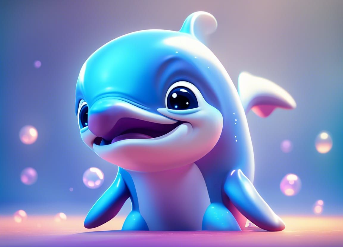 Cute Baby Dolphin in Pixar-Inspired 3D Art