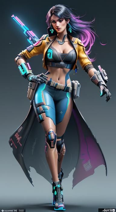 Anime Girl Nintendo Switch in Cyberpunk Style