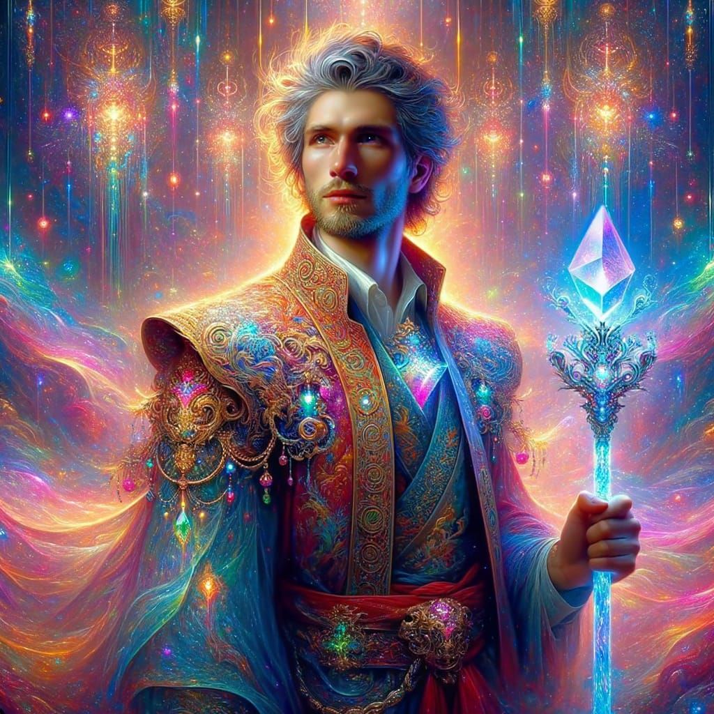 Vibrant Portrait of a Fantasy Staff Wielder