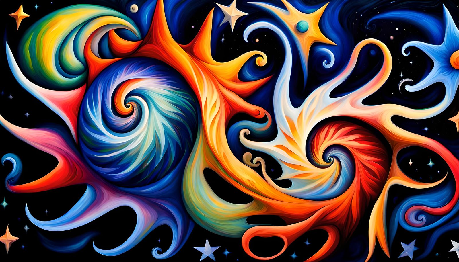 Cosmic Star Cluster in Impasto Oil Painting Style